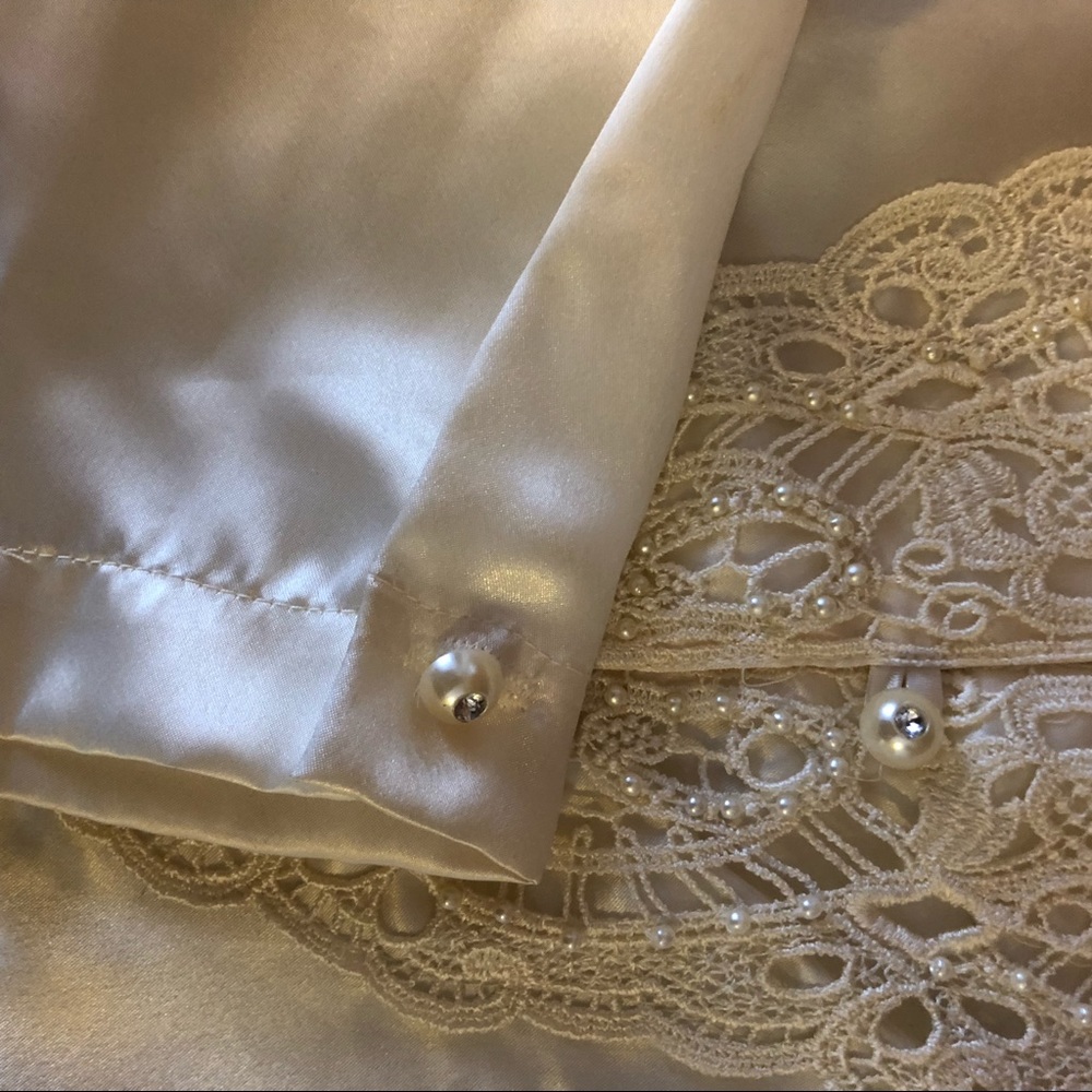 Vintage 80s cream satin blouse size 10 - Picture 6 of 6